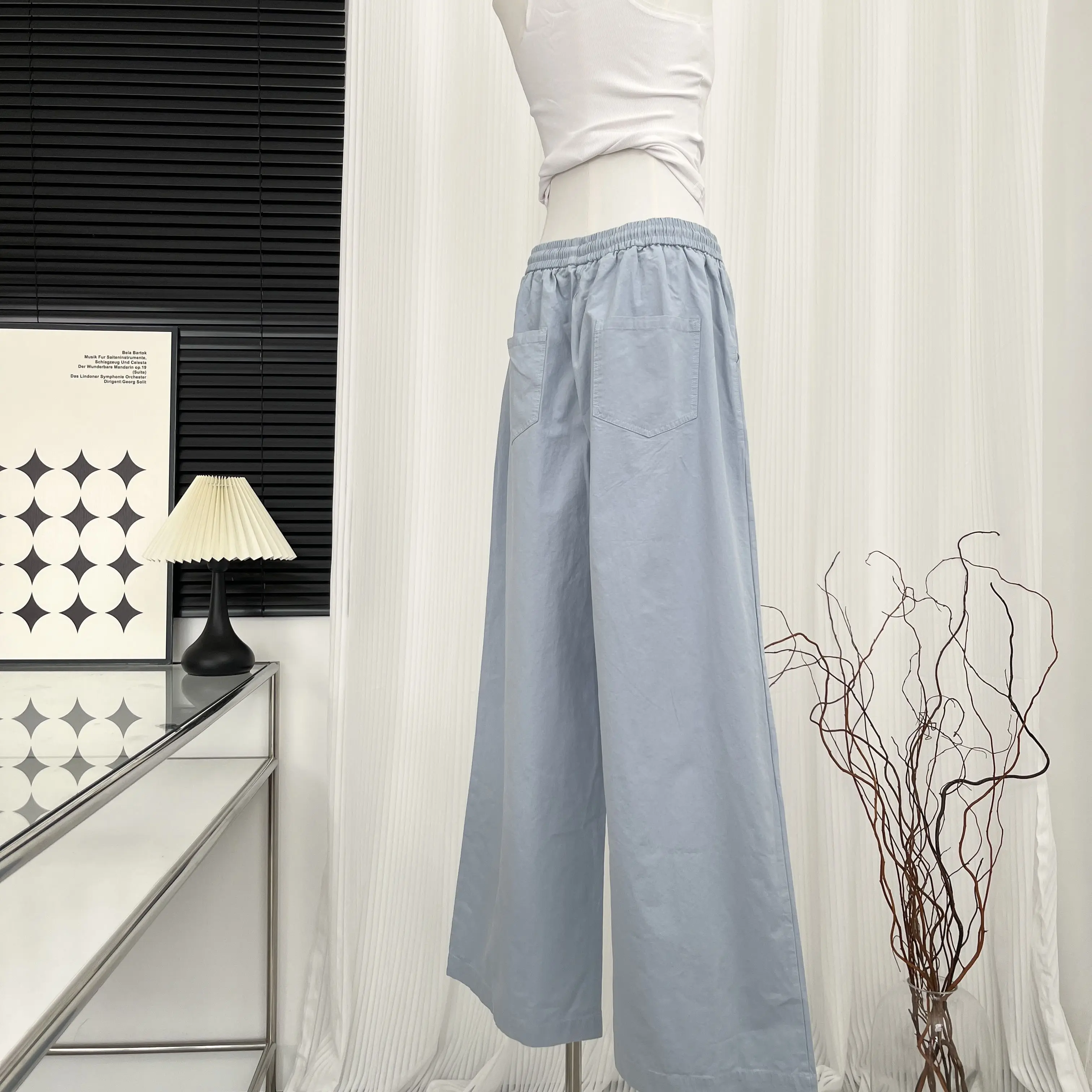 Blue Harajuku Basic Woman's Pants Korean Women Aesthetic Wide Leg Comfortable Loose Pants Women Fashion Casual Mom Trousers