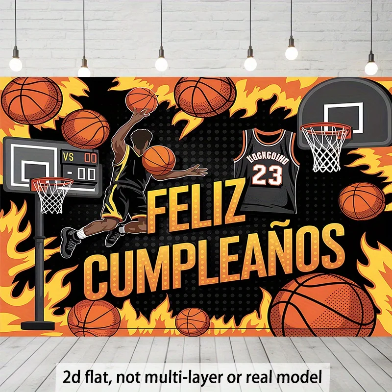 2D, 1 Banner mit Basketball-Motiv, sehr gut geeignet zur Dekoration der Wände in Wohnzimmern, Schlafzimmern und Büros – Detail 1