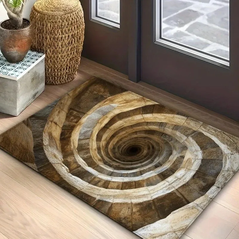 Realistic Pebble Stone Mosaic Entrance Mat Multicolor Rock Texture Print Rug Vintage Natural Style Home Decor for Porch Washroom