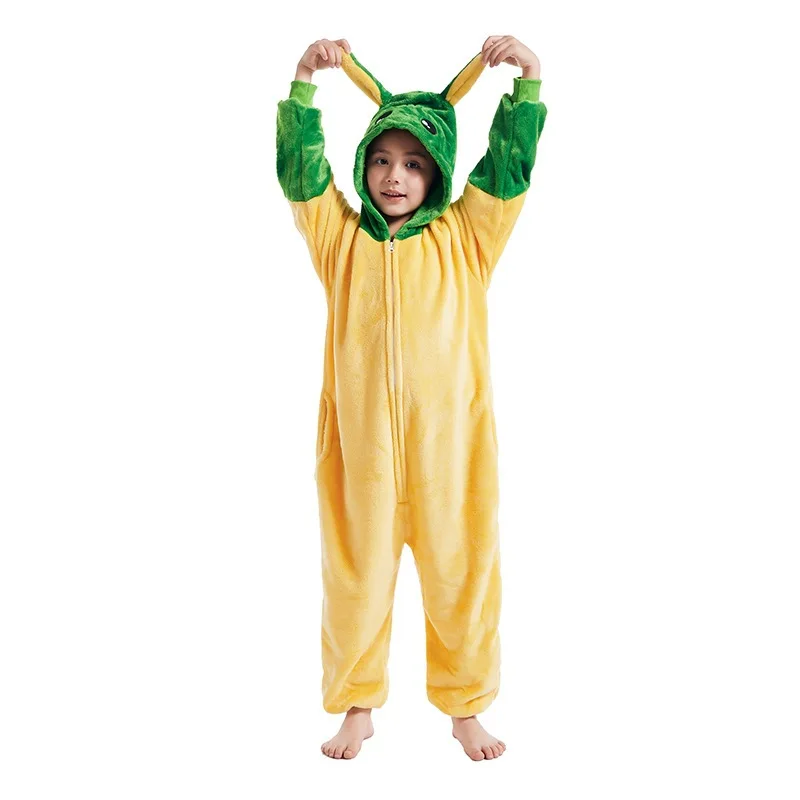 Cosplay Yoda Baby One-piece Hooded Pajamas Loungewear Long Sleeve Sleepwear Cute Homewear for Kids Adult Keep Warm