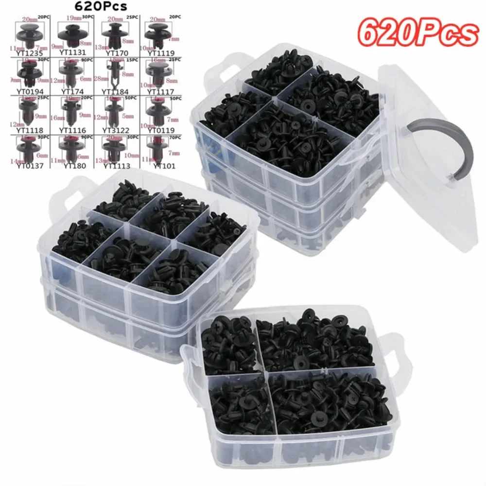 

New 620PCS Car Fastener Clips Mixed Car Fasteners Door Trim Panel Auto Bumper Rivet Retainer Push Engine Cover Fender Clip