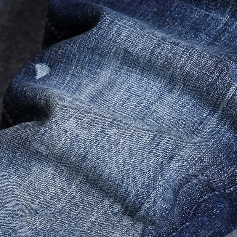 Designer Fashion New Men's Jeans with Brushed Wash Water Nostalgic Stretch Slimming Blue Jeans Hip Hop Brand Pants Hombre