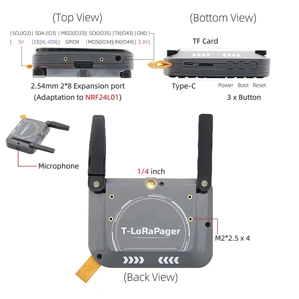 Суперпредложение*GO T-Lora Pager SX1262 433 МГц-Meshcore NFC RTC плата для разработки ИИ с 2,3-дюймовым IPS LCD-дисплеем