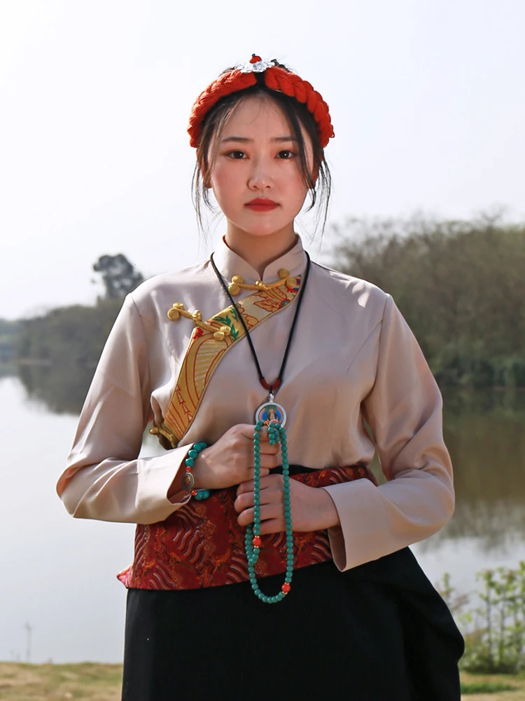 New Women's Spring and Summer Shirt Lhasa Costumes Clothing Autumn Chinese robe