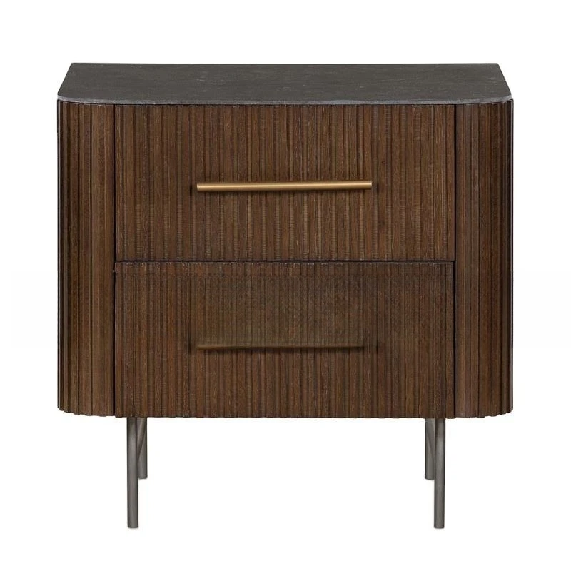 

Marble slate bedside table French, American country solid wood bedside locker, three-pump storage cabinet