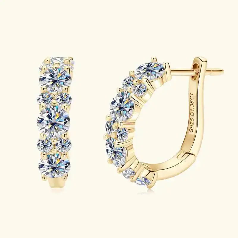 2.76ct D Color VVS1 Clarity Brilliant Round Cut Moissanite Lab Grown Diamond Earrings 925 Sterling Silver Earrings for Women
