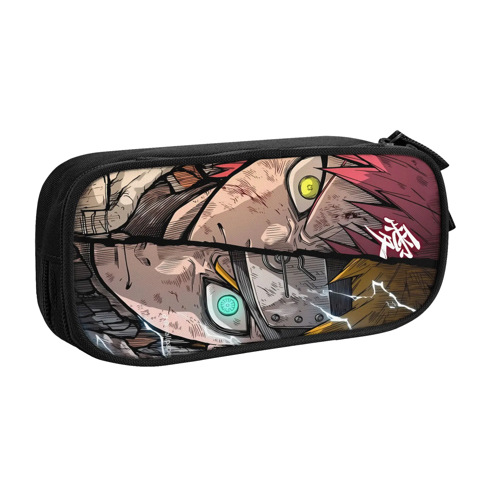 Large Capacity Bags For Child Cartoon Narutos Gaara Sasuke Split Face Print  School Pencil Bag For Boys Gilrs Kids