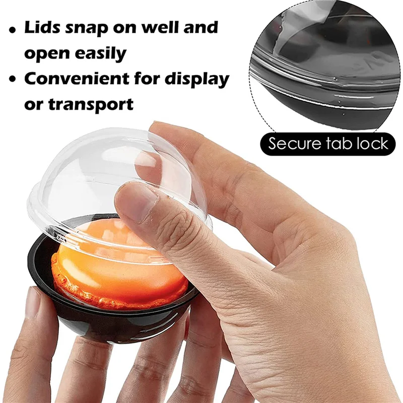 

ABUN-300 Pack Clear Plastic Mini Cupcake Container, Individual Packaging Treat Boxes With Dome Lids For Mini Muffin Macaron