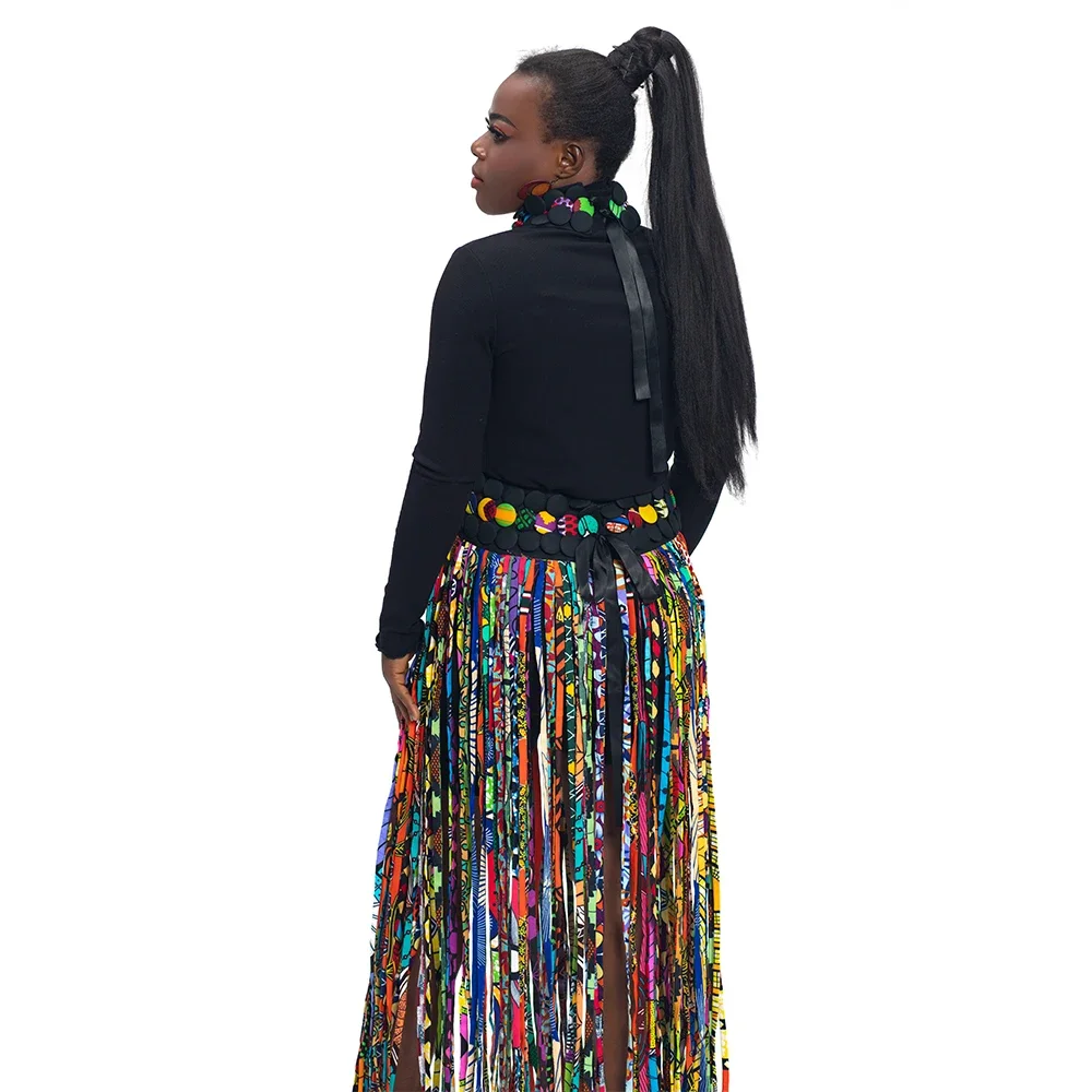 2023 African Beads Handmade Jewelry Skirt African Ankara Necklaces Jewelry Conversion Piece Rope Necklace Shawl Tribal SP017