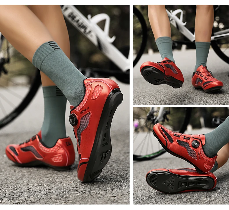 Unisex-Fahrradschuhe für Rennräder, atmungsaktiv, rutschfest, verschleißfest, Pedalschuhe für den Außenbereich, Wettkampf-Fahrradschuhe – Detail 15