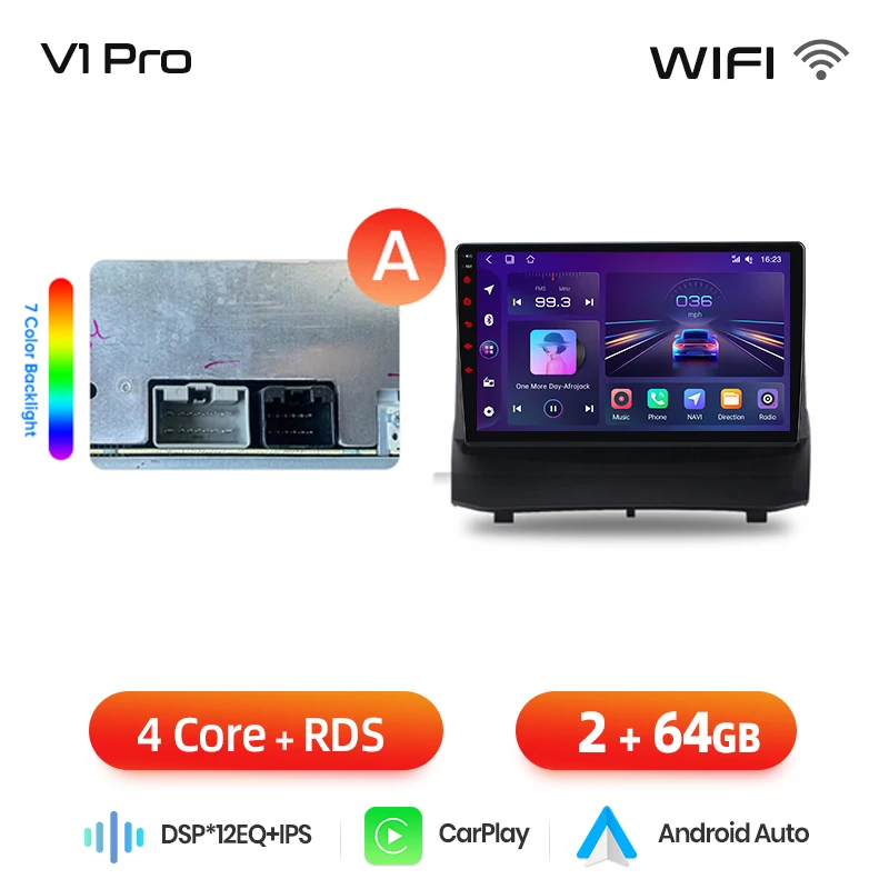 Junsun draadloze CarPlay Android Auto autoradio voor Ford Fiesta Mk7 (JA8/JR8) 2008-2017 met ingebouwde koelventilator, Android GPS navigatie, multimediaspeler, WiFi, DSP, RDS, BT, SWC, IPS