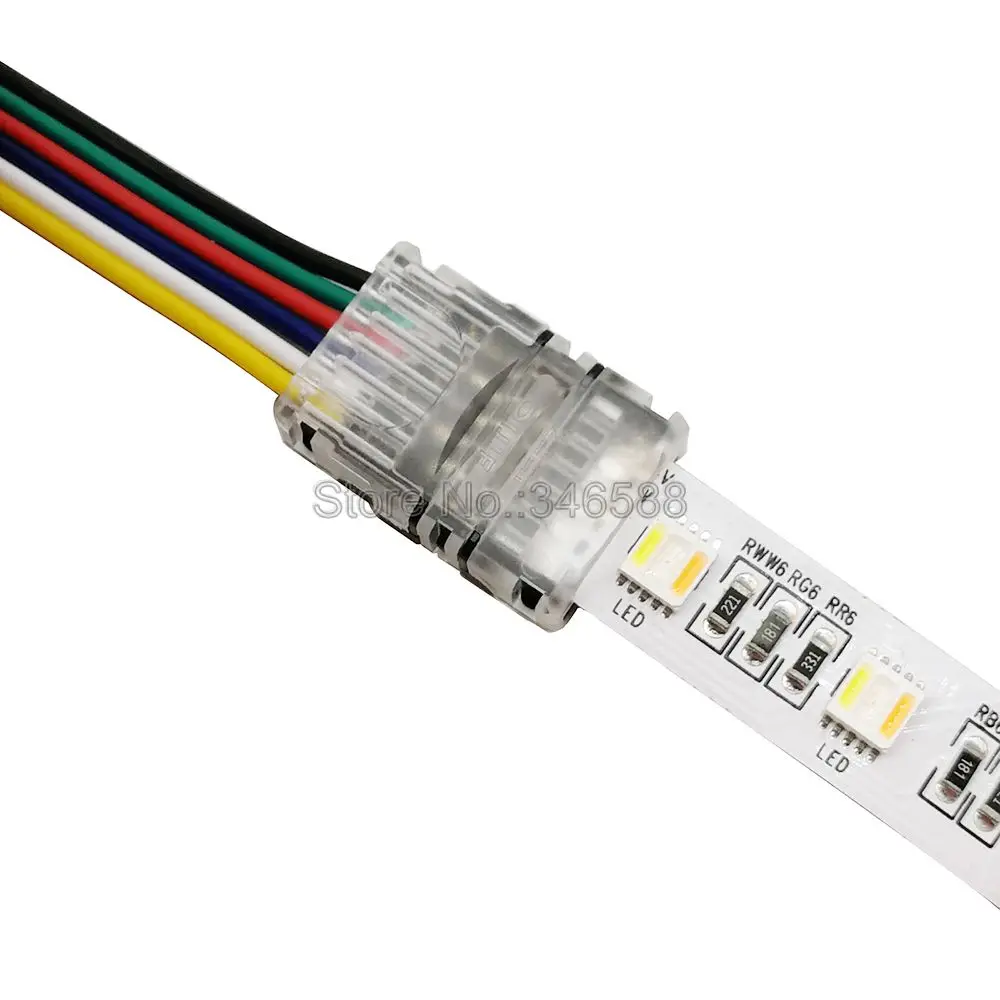 10pcs/lot 6Pin RGBCCT LED Strip Connector Strip to Wire Strip to Strip Terminal for IP20 IP65 Waterproof 12mm RGB+CCT LED Strip