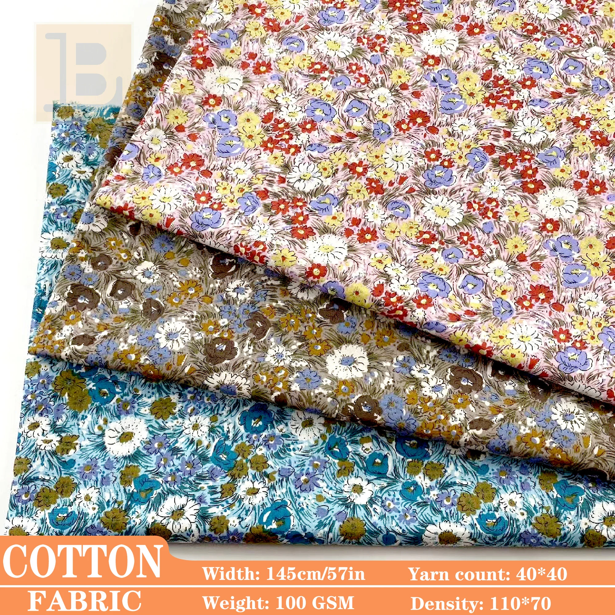 

Хлопковая поплиновая ткань с принтом, винтажный цветочный стиль 40х годов для детей, женские платья и ткани для шитья своими руками