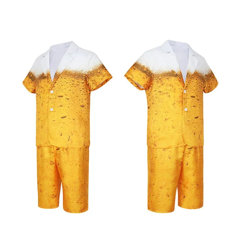 ผู้ชาย Oktoberfest ชุดเครื่องแต่งกายผู้ใหญ่เบียร์บาวาเรียคอสเพลย์ชุดแฟนซีสีเหลือง Carnival Party Fantasia ฮาโลวีนบทบาทเสื้อผ้า