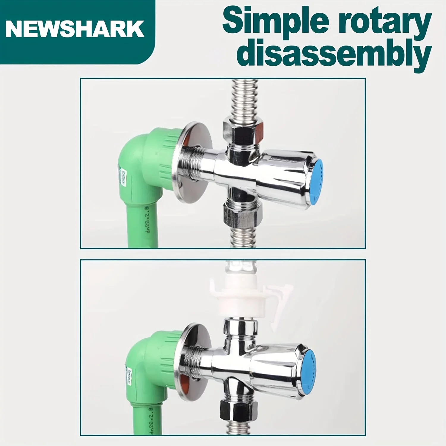 صمام محول من الفولاذ المقاوم للصدأ 1 في 2 خارج، موصل خرطوم دش عالمي بأربعة اتجاهات، خيط G1/2 لأوروبا وأمريكا #4