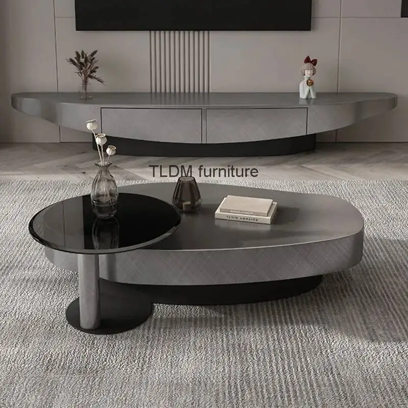 Mesas de Café Irregulares Baixas de Metal Preto com Vidro, Mesa de Café Moderna Nórdica Minimalista para Hotel, Mobiliário para Casa