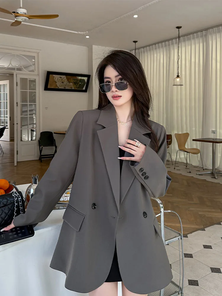 

ay Ladies' Suit Jaet with Ba Split Long Sve Spring 2025 New Sle Faionable Small Size Women's Busin Wear
