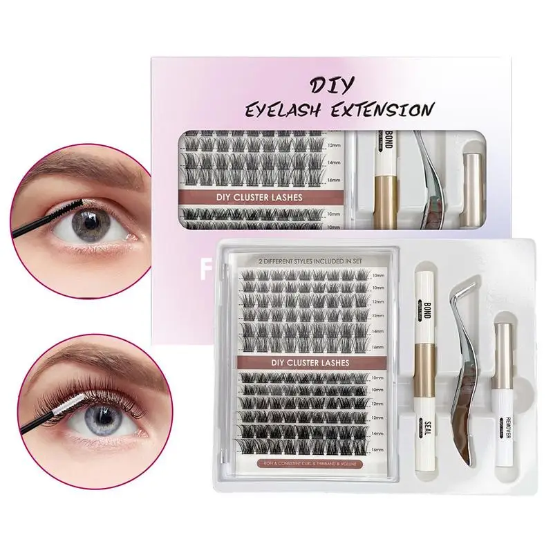 

Eyelashes Clusters Kit With Lash Glue And Tweezers Natural Look Lash Bonding And Sealing Kit Women Eye Makeup Accessories