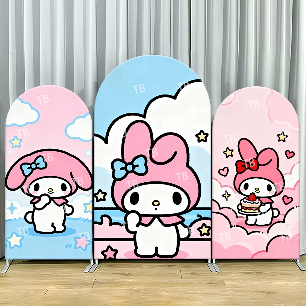 

My Melody Arch Backdrop Cover Sweet Theme Decor Photo Booth Prop for Kids Birthday Party Decoration