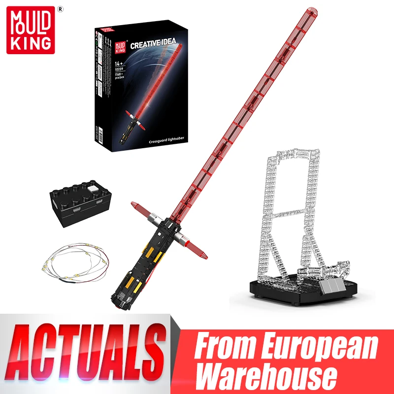 Mould King 10239 Giocattoli Star Movie, Spada Laser Crossguard con Parti LED, Set di Costruzioni per Cosplay, Regalo di Natale per Bambini