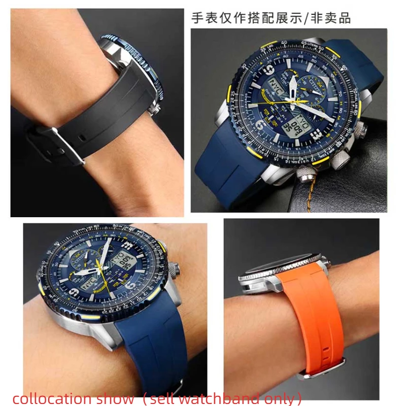 Curved end Watchband For CITIZEN Blue Angel Second generation JY8078 CB5848 silicone watch strap 22m sport Wristband Rubber belt