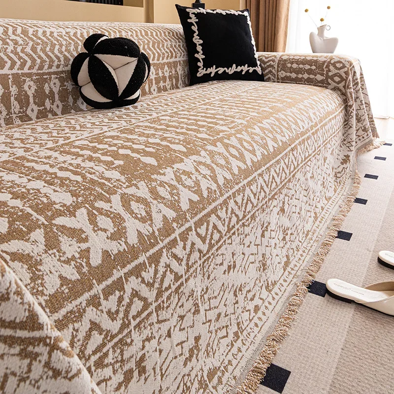 Jacquard Sofa Towel for Living Room All Seasons Full Coverage Couch Cover Soft Pet Friendly Multifunction Protect Cover Blanket
