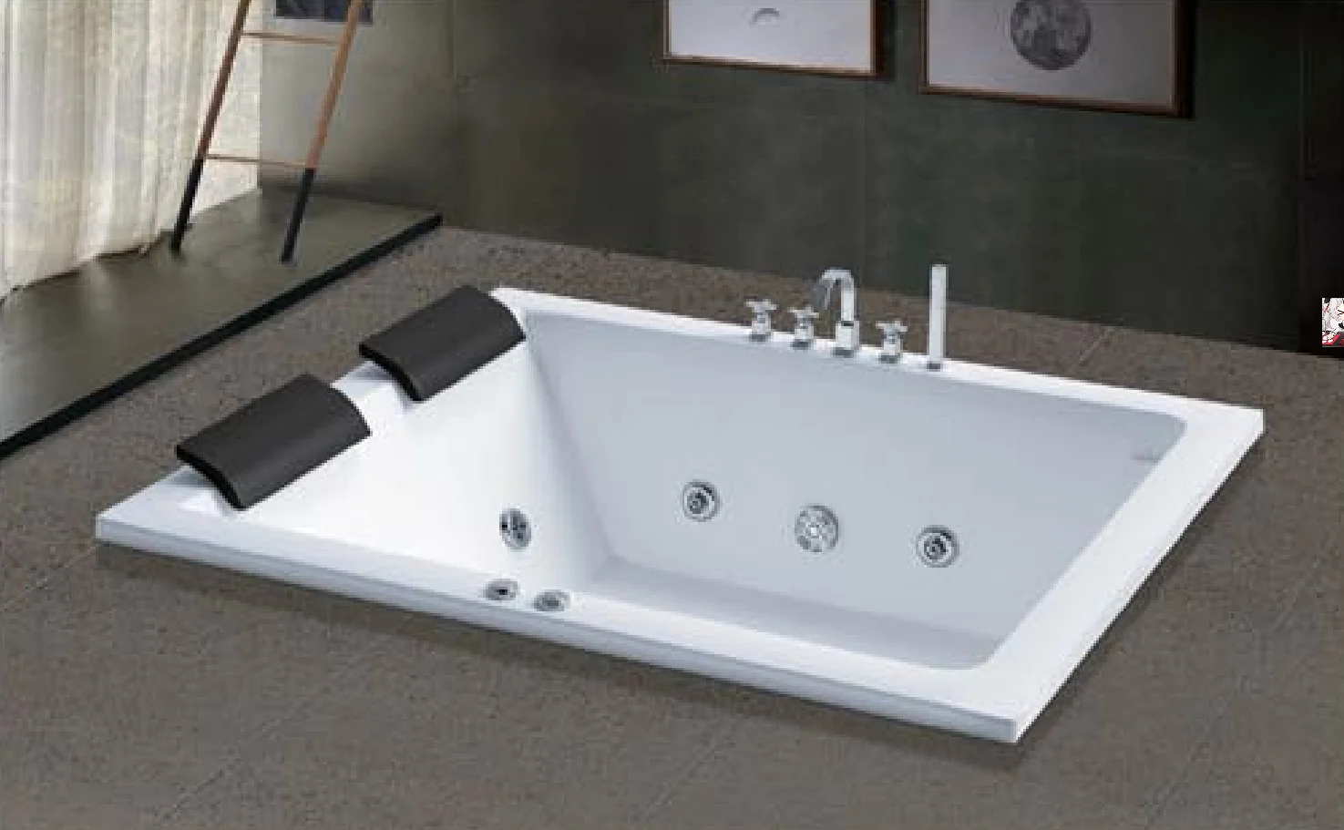 

Embedded bathtub, two-person spa bathtub, double pillow massage bathtub, indoor plumbing, outdoor furniture