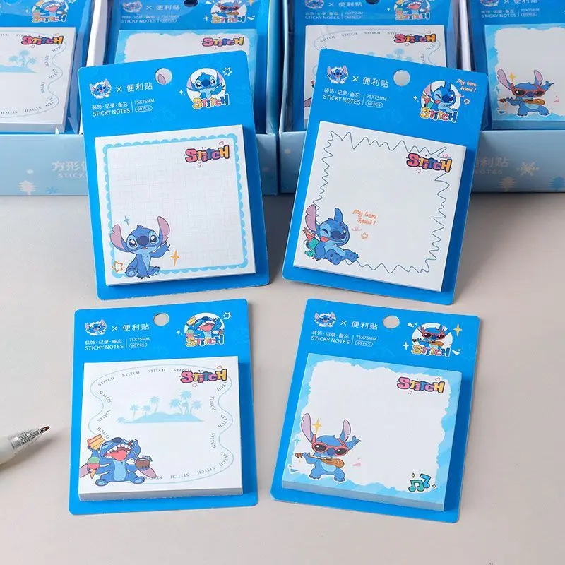 

4 шт. милые Disney Stitch Post It Note мультфильм аниме синие липкие заметки портативные квадратные блокноты декоративные школьные канцелярские товары