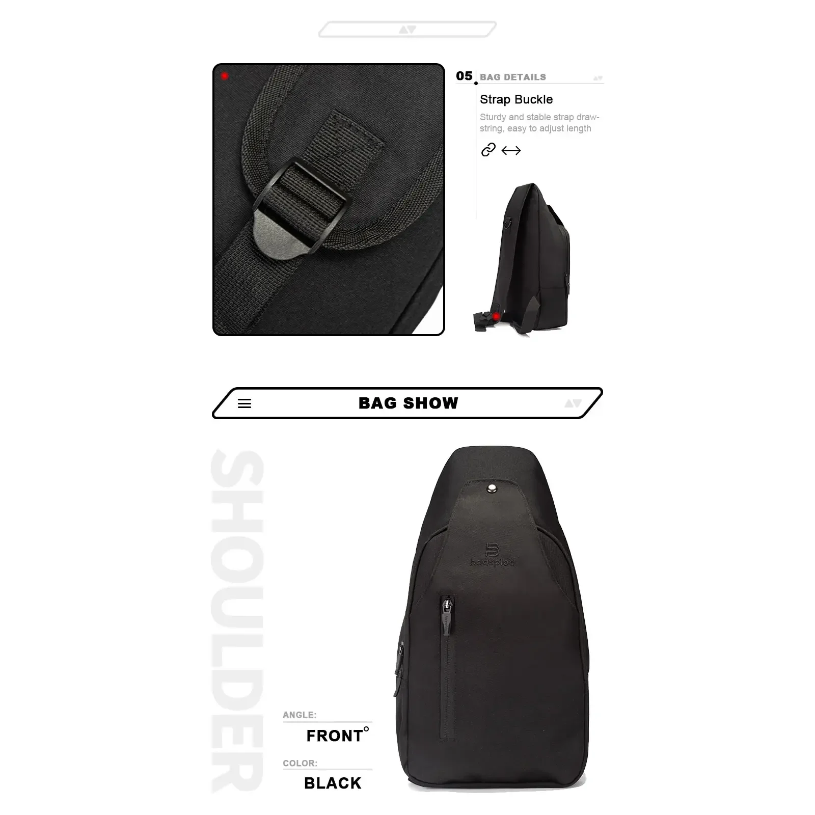 Baasploa Shoulder Bag Outdoor Cycling Hiking Waterproof Large Capacity Chest  Casual College OUTfits Back Multi-Pocket Crossbody