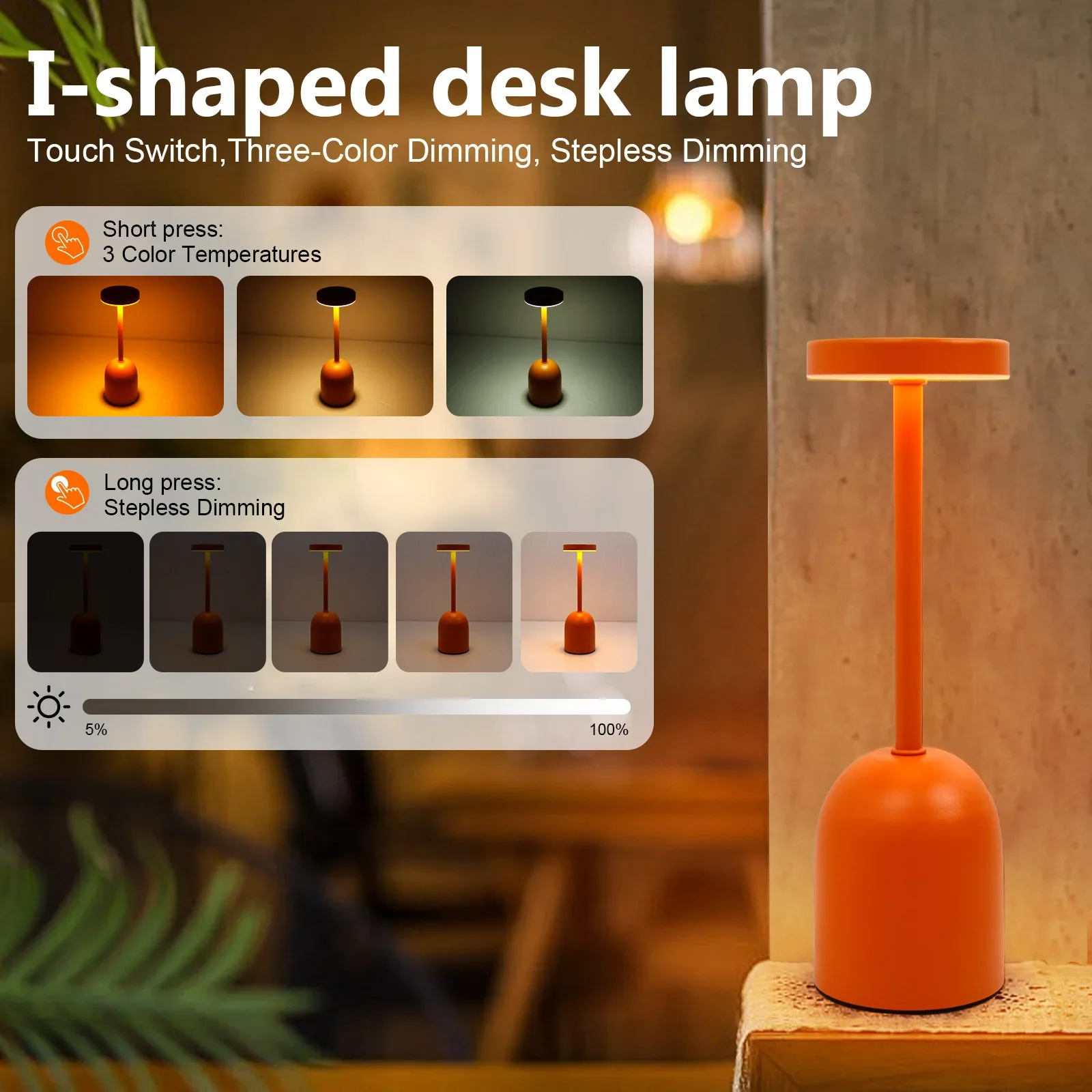 GGbingo LED Desk Lamp New Arrival Night Lamp Bedside Lamp Rechargeable Tri-color Dimming Table Lamp for Bedroom