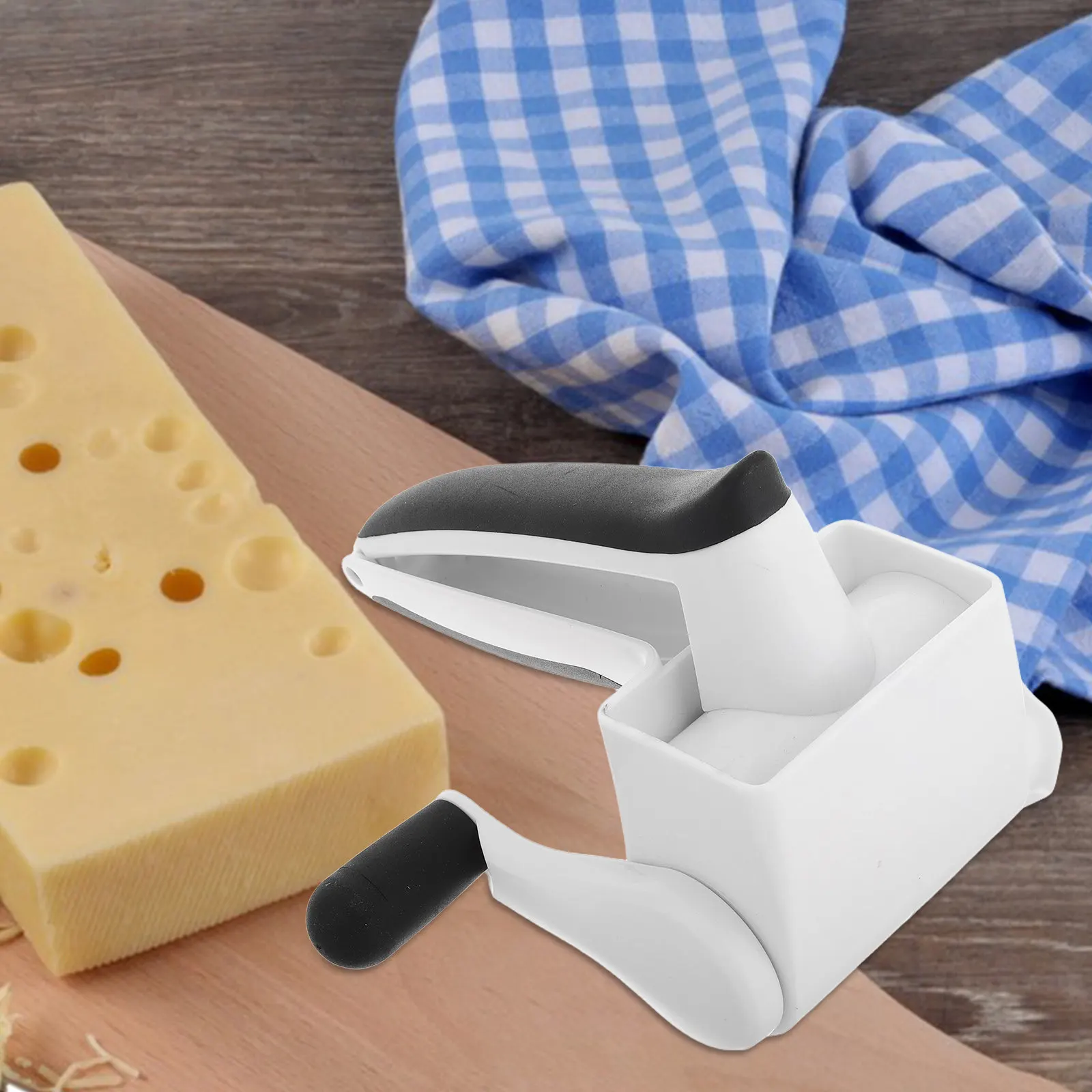 1 Juego de Cortador de Queso Giratorio Manual con Manivela para Queso Duro, Mantequilla, Verduras y Frutos Secos, Mango Ergonómico Compacto, Cuchillas Reemplazables