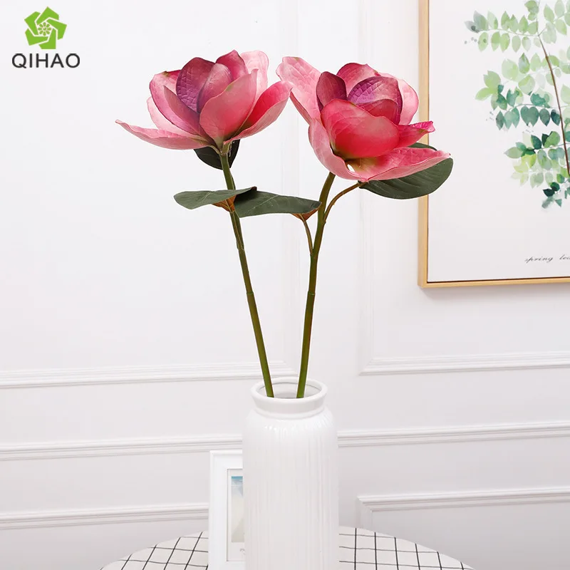 

3PCS Plastic Magnolia Giant Artificial Flower Home Room Office Table Decor Accessories Single Branch Flore Festival Supplies
