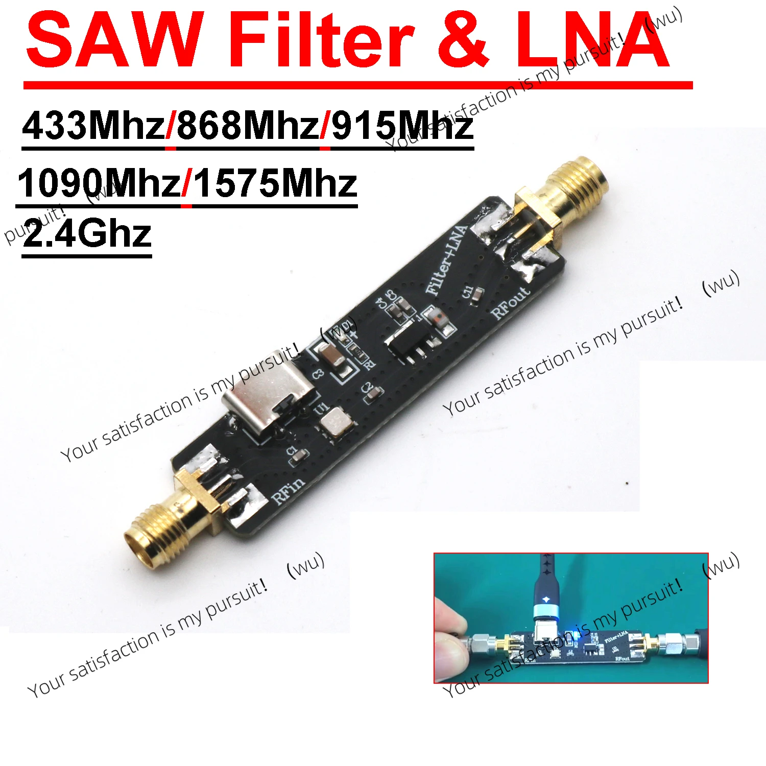 For SAW Filters and LNA RF Low Noise Amplifiers 433MHz 868MHz 915MHz 1090MHz 2.4GHz WIFI SDR ADS-B LORA