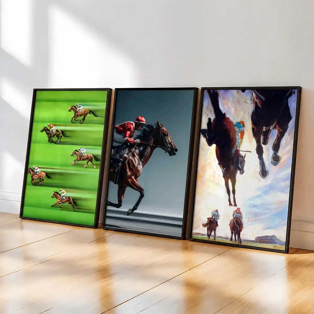 horse R-Racecourse S-Steed Poster HD Home Living Bed Room Bar Hallway Sticky Wall Art Printing Waterproof Aesthetic Decor