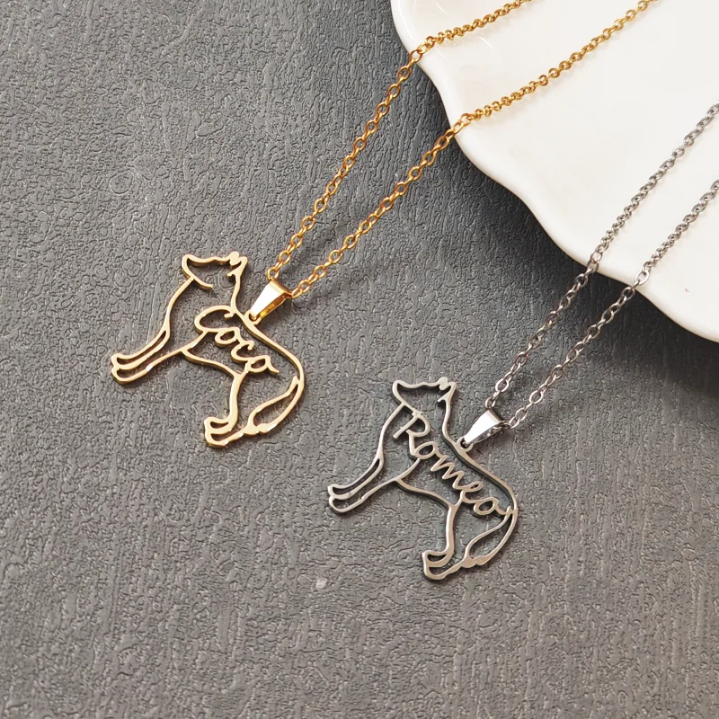 

Customized pet dog model necklace, customized name, men's and women's jewelry necklace