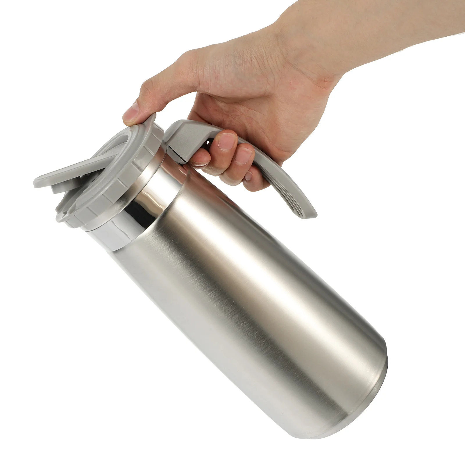 

1pcs Stainless Steel Cold Pitcher Smooth Surface Spill-Proof Handle Portable Design For Tea Juice Ice Beverage Lemon Water Jug