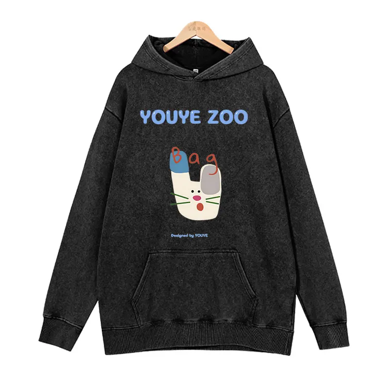 Youye Zoo Printed Women's Round Neck Hoodie New Fashionable Cute Retro Loose Casual Men's and Women's Hoodies