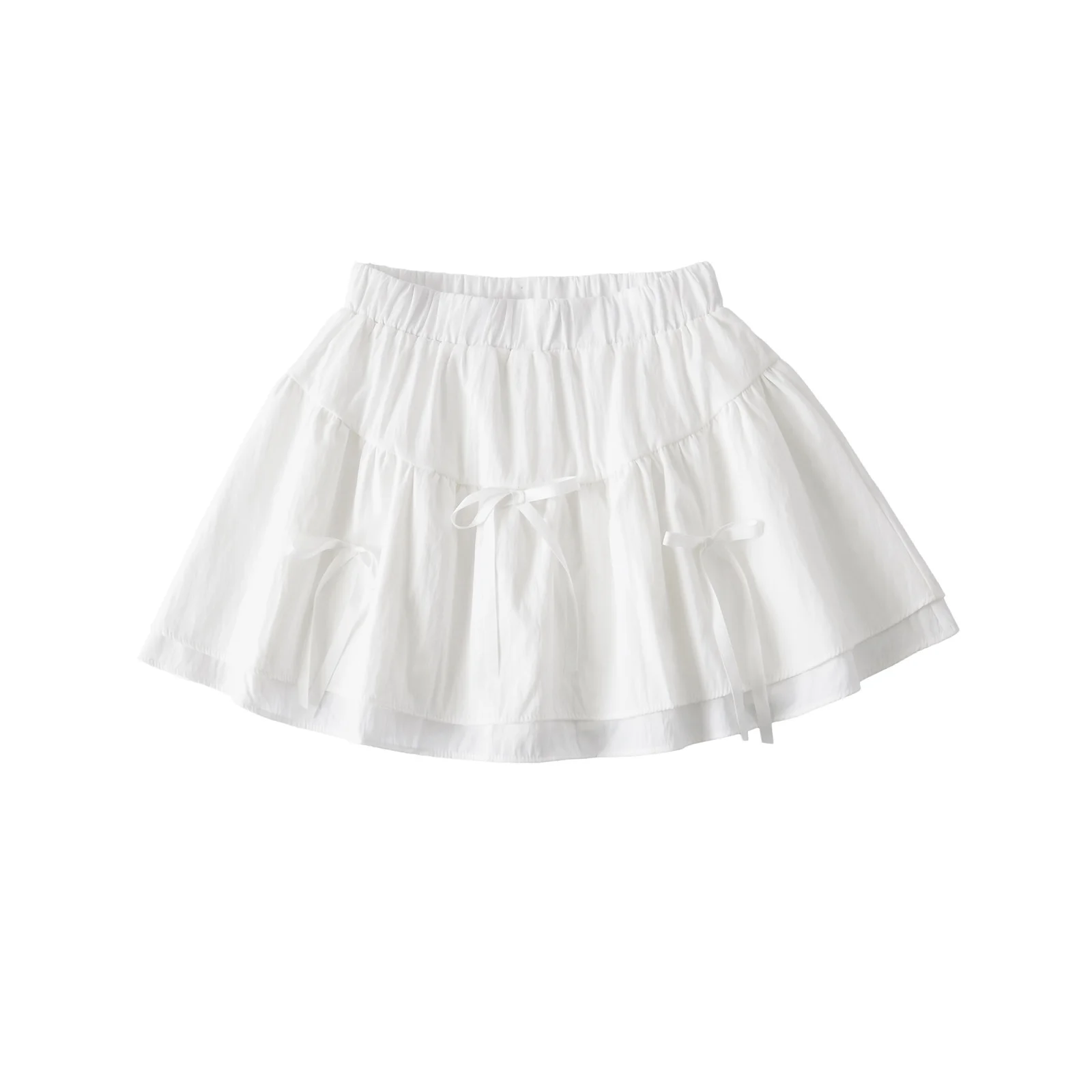 falda Pada de Cintura Alta Estilo Coreano, Falda de Pastel para Mujer, Falda Corta Tipo A Anti-Transparencia con Lazo ...