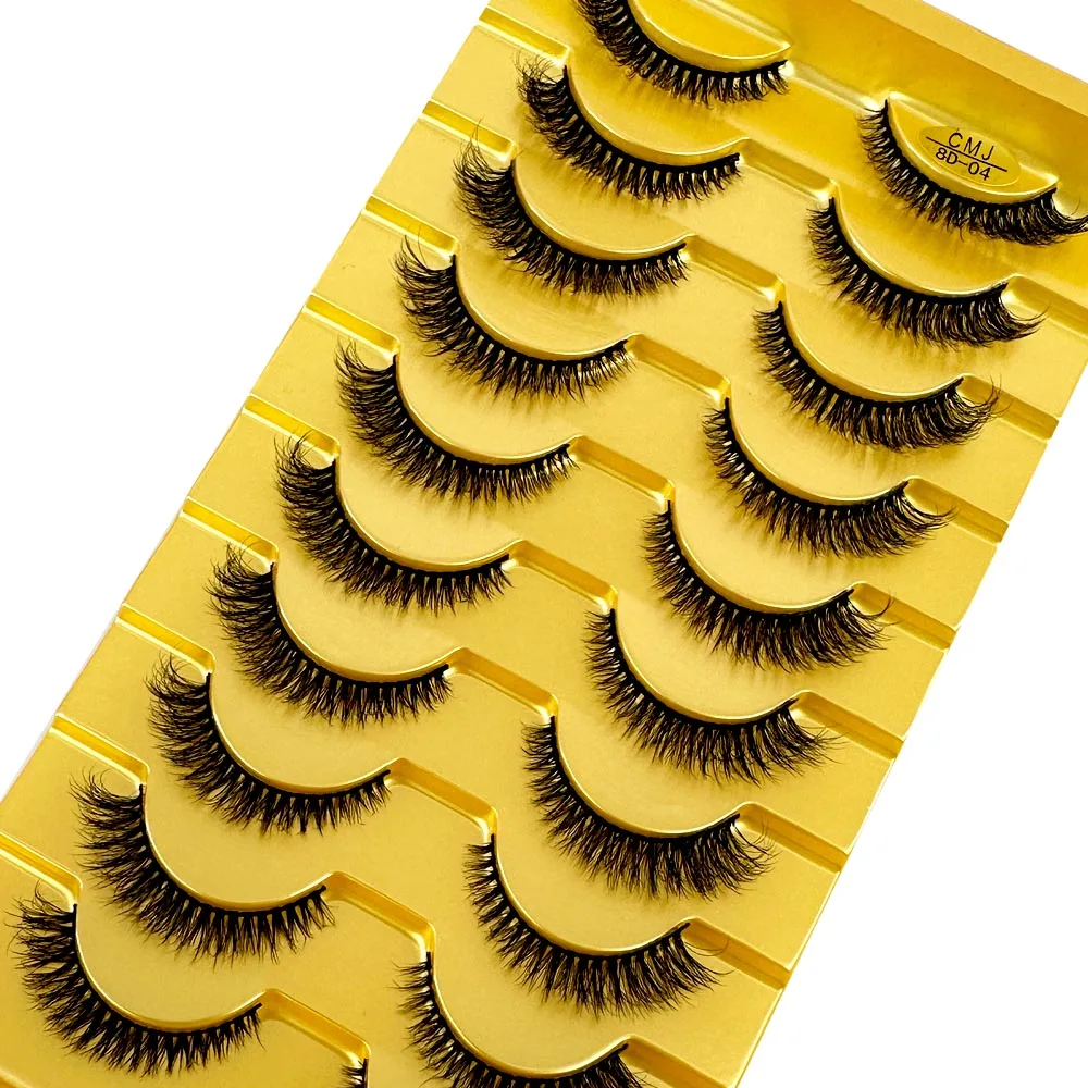 New 10 Pairs 3D Faux Mink False Eyelashes Natural Long Fluffy Eye Lashes Wispy Makeup Beauty Extension Short Fake Eyelashes