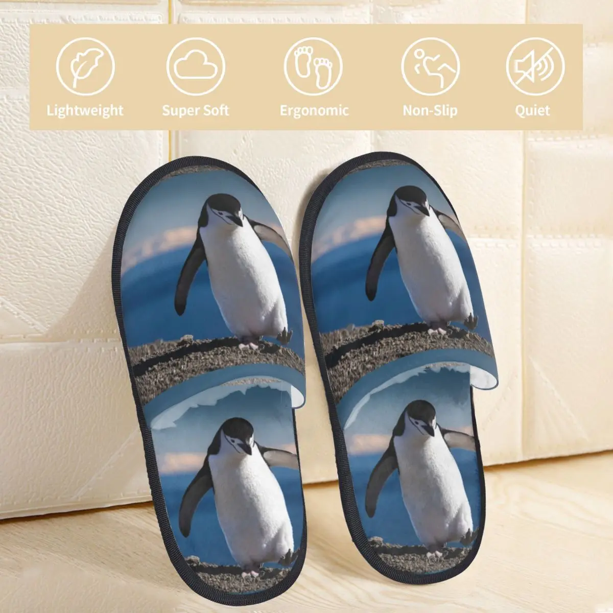 Pantofole da interno in peluche Chinstrap Penguin cammina in modo preciso lungo la cresta della Bailey scarpe morbide calde calzature per la casa autunno inverno