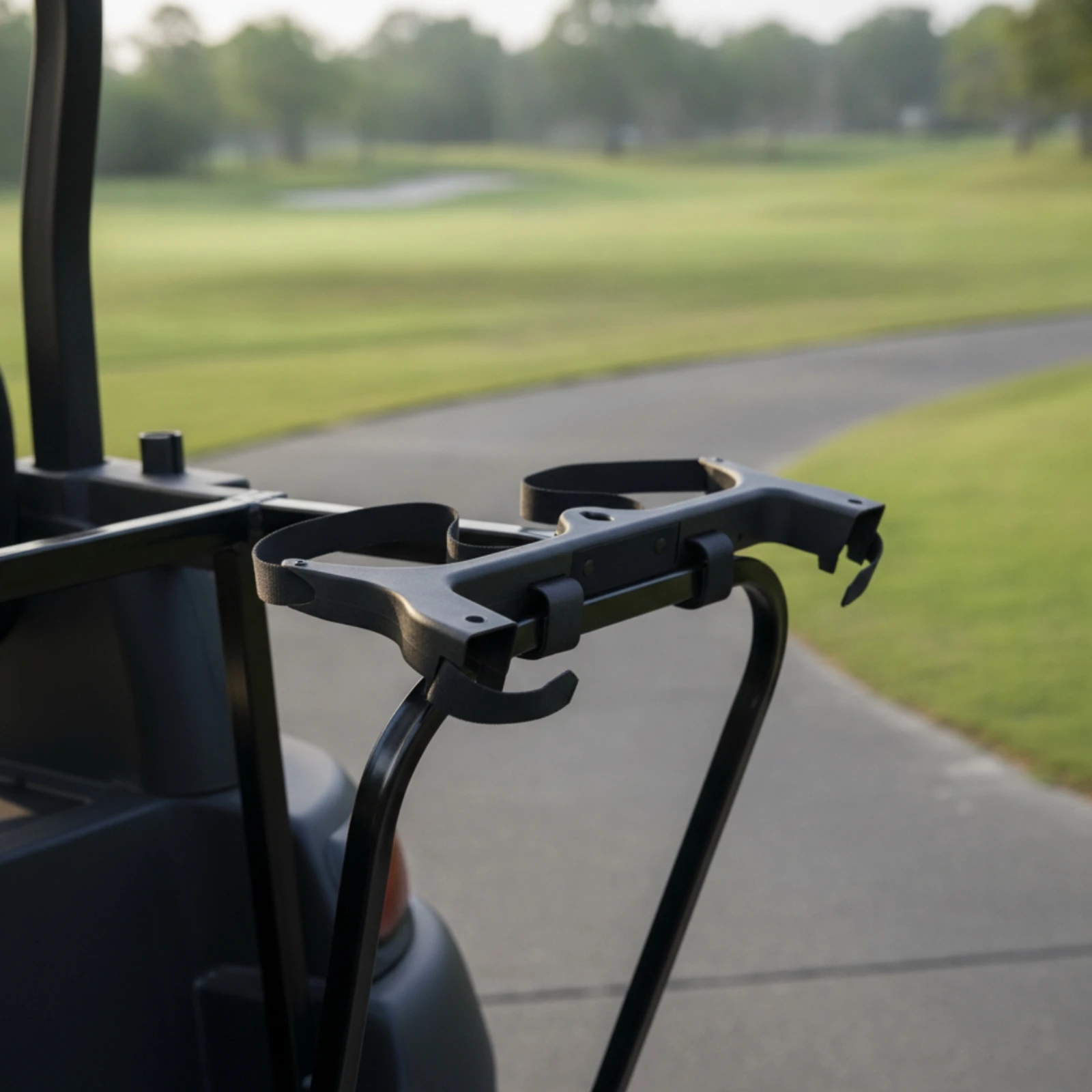 support-de-sac-de-golf-robuste-pour-chariot-de-golf-avec-sangle-de-fixation-securise-revetement-noir