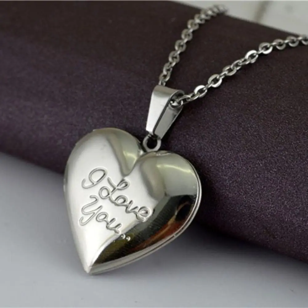 شيك قابل للفتح الحب المغلف قلادة القلب DIY قلادة سترة سلسلة الفولاذ المقاوم للصدأ الرقبة عشاق المجوهرات المختنق قلادة الفتيات #1