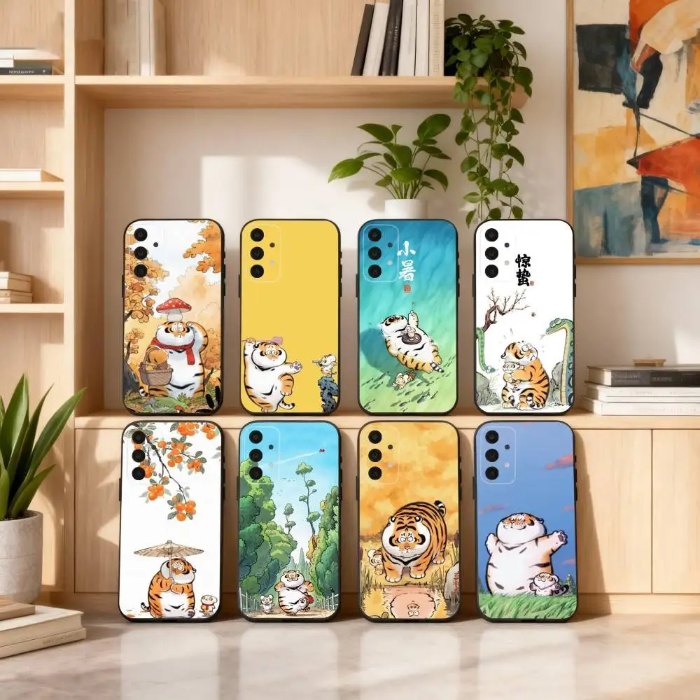 

F-Fat Tiger Phone Case For Samsung S25,24,23,22,30,21,10,9,Ultra,Plus,Lite,FE,4,5 G Soft Black Case