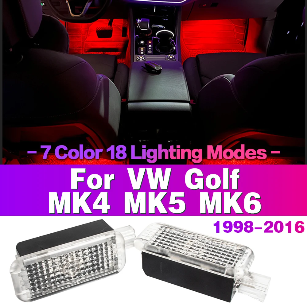 LED Car Footwell Light Bulb Interior Atmosphere Lamp Decorative Accessories For VW Golf MK4 MK5 MK6 4 5 6 1998 - 2016 2015 2014