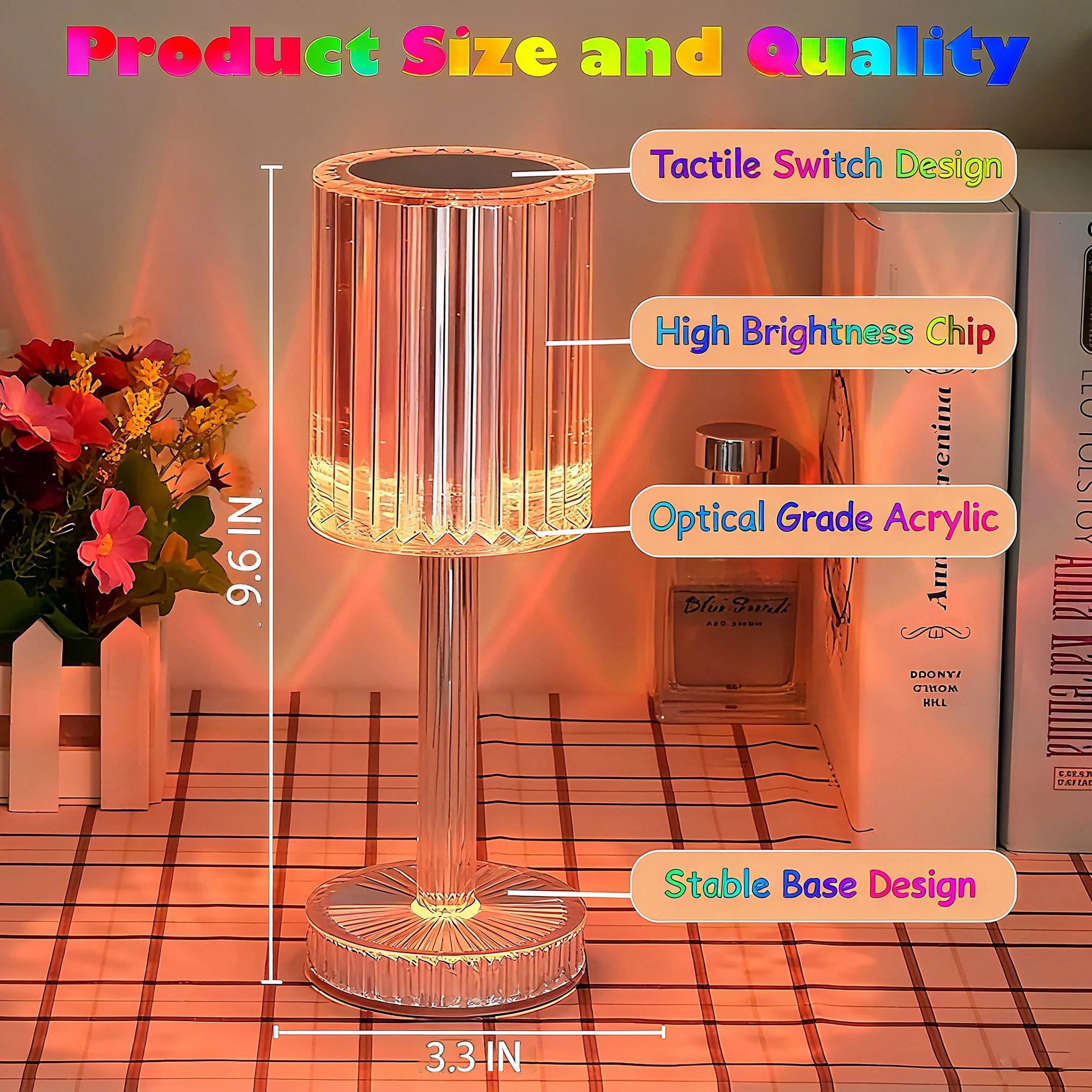 Gatsby Line Diamond Lamp, Kristallen Kolom, Hoogwaardige Slaapkamer Eettafellamp, Sfeer Cadeaulamp, Bedlampje