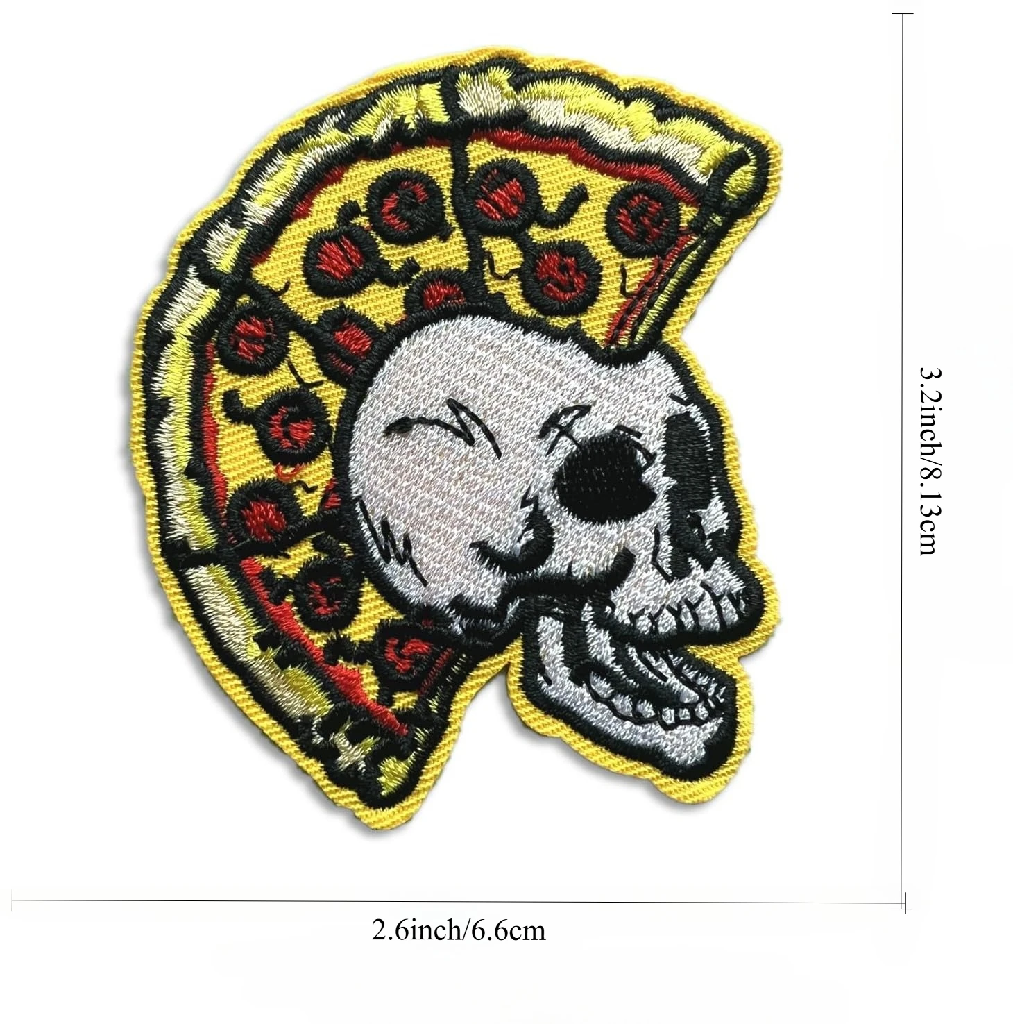 Cool Embroidered Applique Iron On Patches, Sew Fancy Patch | Skull Pizza Patches for Clothing, Jackets, Backpacks, Jeans, Hats