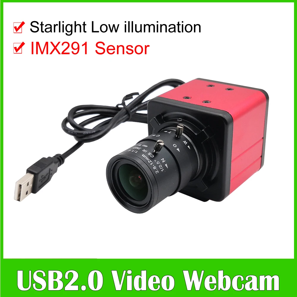 

low illumination HD 2MP IMX291 Sensor High Speed 30fps Industrial USB Webcam Manual Varifocal Zoom Lens UVC OTG PC Video Camera