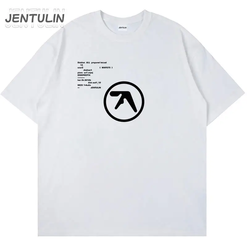 Aphex Twin Oversized męska koszulka Hip Hop nadruk liter koszulka Unisex z krótkim rękawem Y2K letnie bawełniane ubrania gotyckie bluzki S-4XL