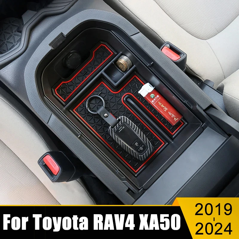 

For Toyota RAV4 2019 2020 2021 2022 2023 2024 RAV 4 XA50 ABS Car Central Armrest Storage Box Center Console Organizer Tray Case