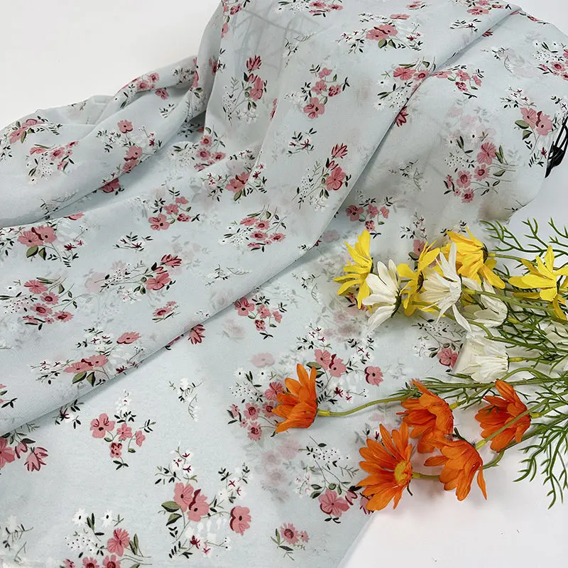 Printed Floral Chiffon Fabric Summer By The Meter for Shirt Dress Skirt Scarf Costume Diy Sewing Cloth High-density Thin Soft